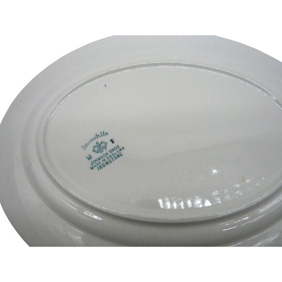 VINTAGE Johnson Bros Snowhite Oval PLATTER Ironstone Pine Dinnerware England - Picture 10 of 10